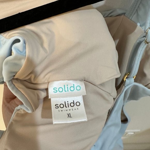 Solido Light Blue Ruffle One Piece Swimsuit Bathing Suit XL - Picture 3 of 3